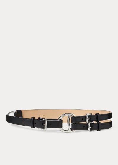 Cinturones Polo Ralph Lauren Mujer Negros - Tri-Strap Leather - FWCEJ2136